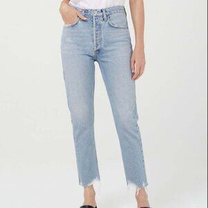 Agolde Riley high rise, straight, crop in light blue curio 27 size 4